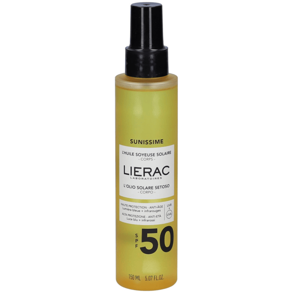 Lierac Sunissime Olio Protezione Solare Alta SPF50 Idratante e Sublimante 150 ml