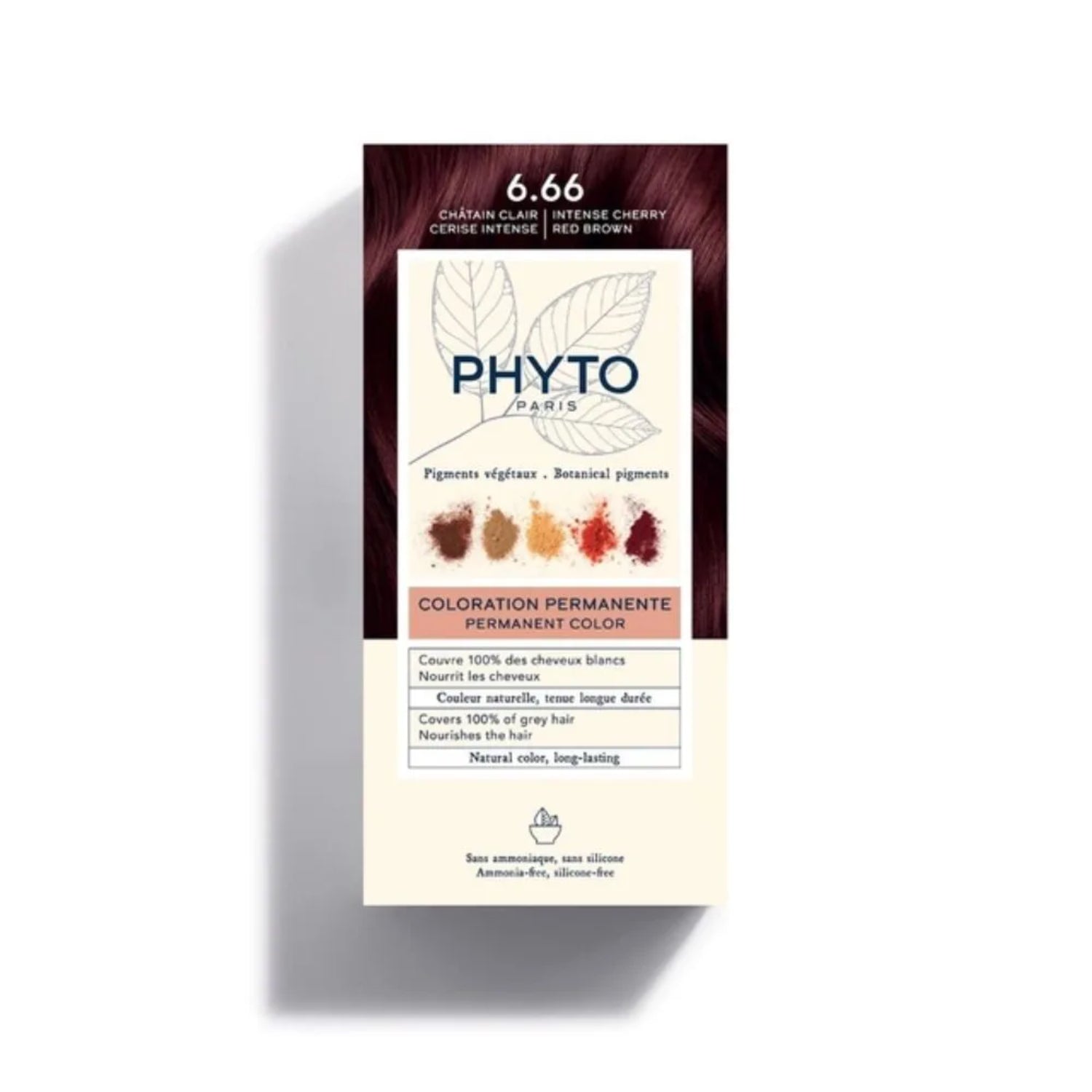 Color kit phytocolor 6,66 castano intenso rosso ciliegia 1 latte rivelatore 50 ml + 1 crema colorante 50 ml + 1 maschera prolunga colore 10 ml + 1 paio di guanti