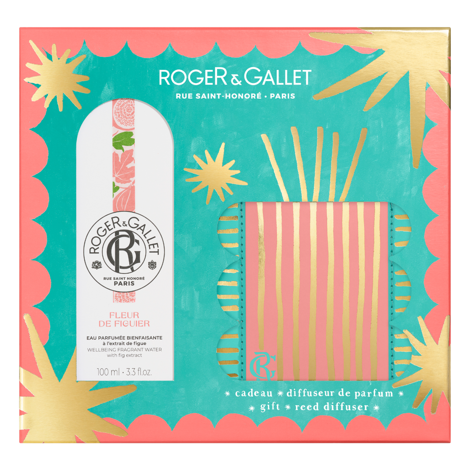 Roger&Gallet Il Grande Bazar di Natale Fleur de Figuier, acqua profumata di benessere 100 ml + diffusore ambiente 30 ml