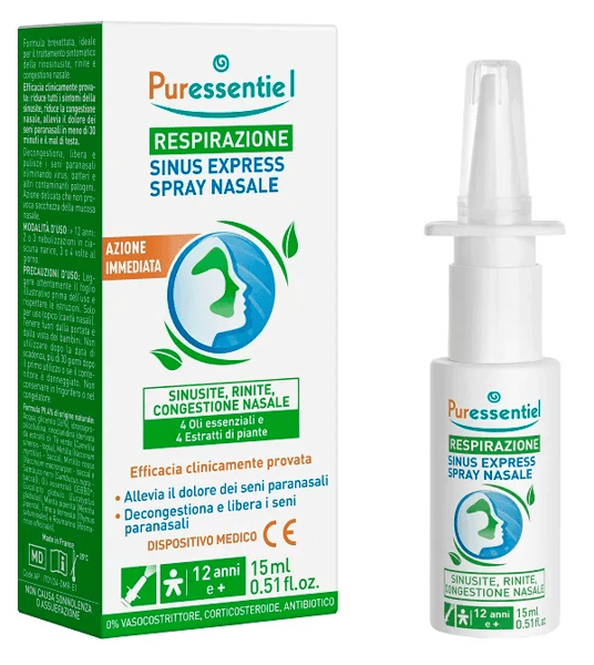 Puressentiel Sinus Express 15 ml Spray Rinite, Rinosinusite e Congestione Nasale