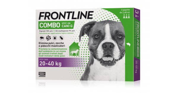 Frontline Combo Cani x3 Pipette Antiparassitario per Cani (20-40 Kg) Contro Pulci Zecche e Pidocchi