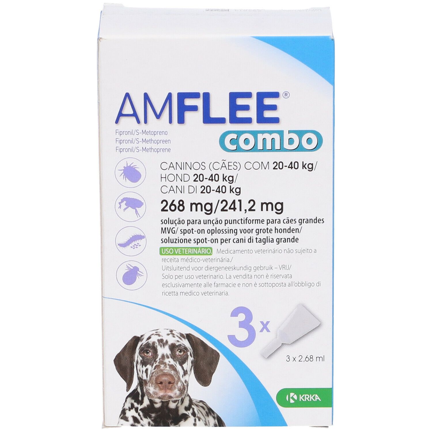 Amflee Combo 3 Pipette 268mg+241.2mg Per Cani 20-40kg — confronto prezzi