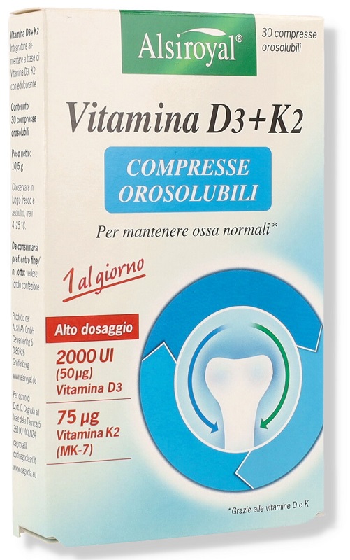 Alsiroyal Vitamina D3+K2 Integratore 30 Compresse