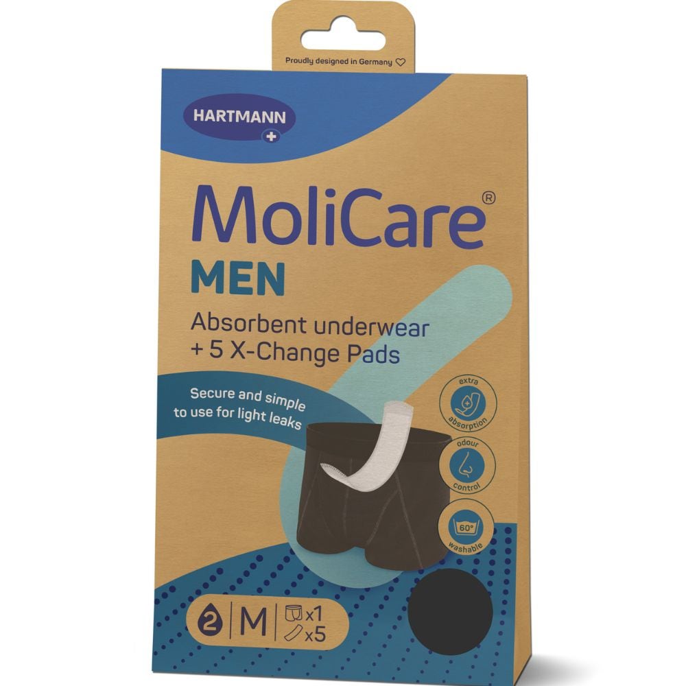 Hartmann MoliCare Men Boxer Uomo Assorbenti e Rilavabili + 5X-Change Pads Taglia M