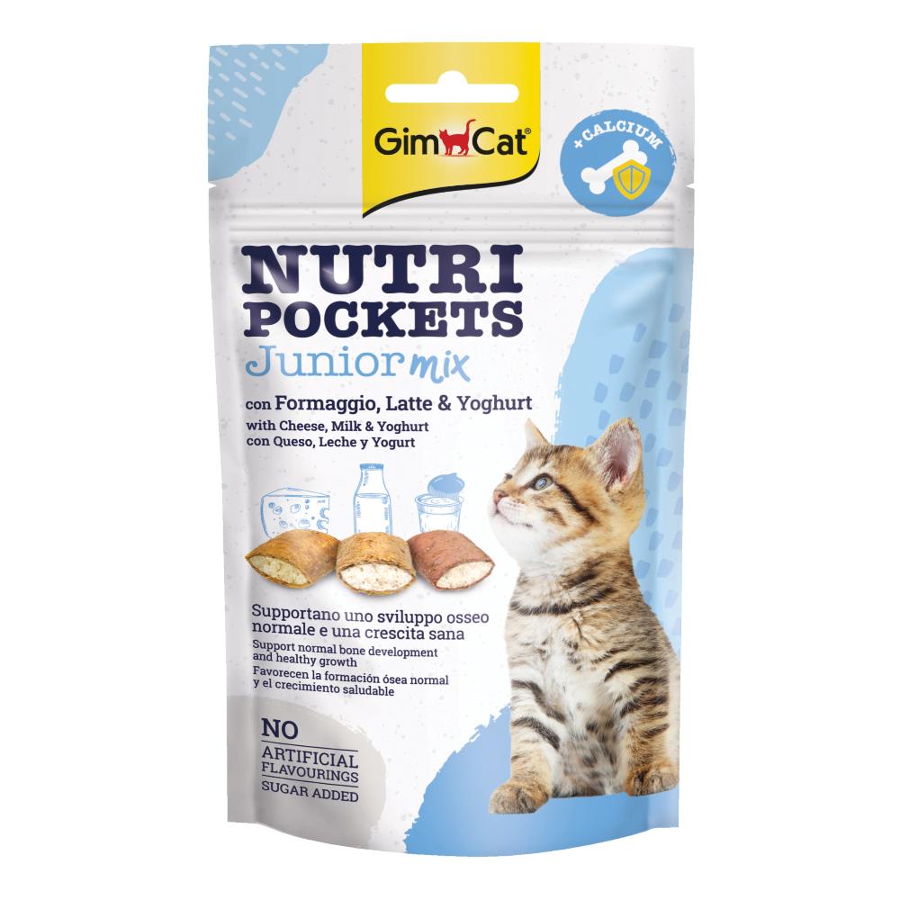 GIMBORN GIMCAT GATTO SNACK NUTRI POCKETS JUNIOR MIX FORMAGGIO LATTE YOGURT 60GR