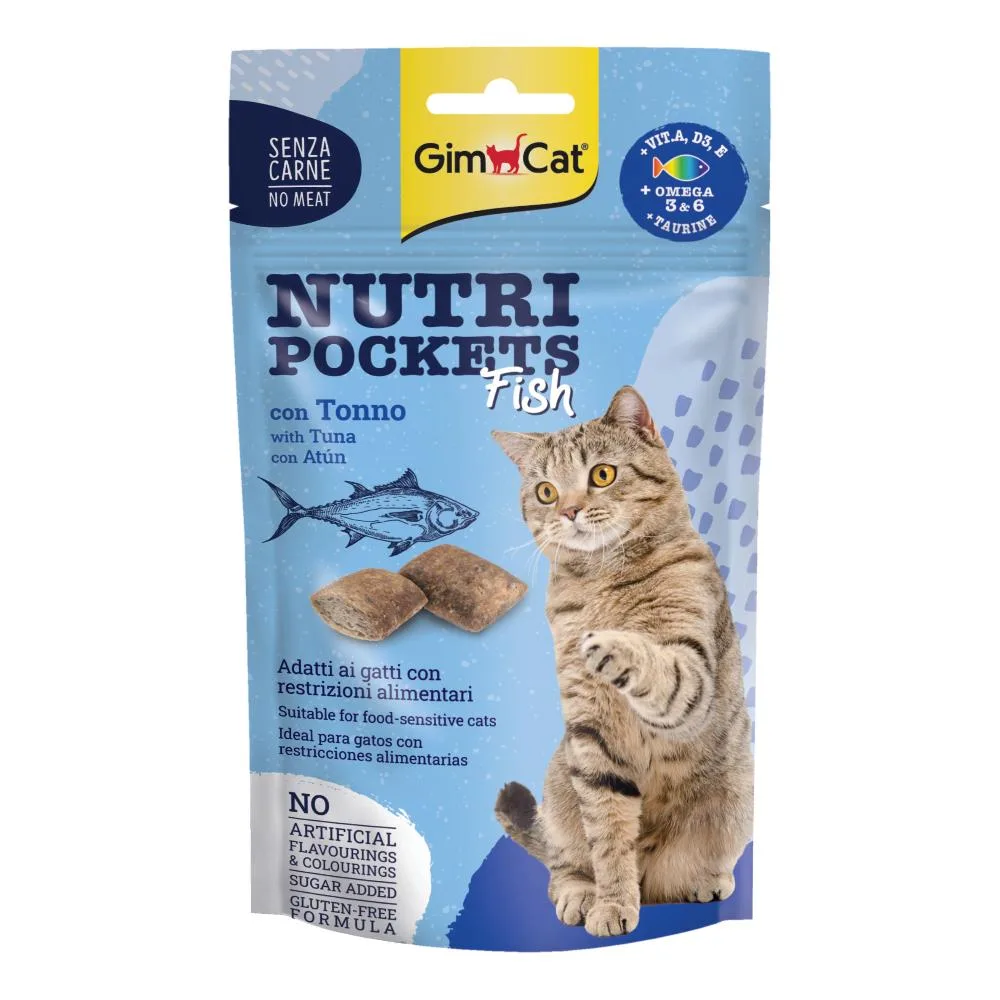 GIMBORN GIMCAT GATTO SNACK NUTRI POCKETS FISH TONNO 60GR