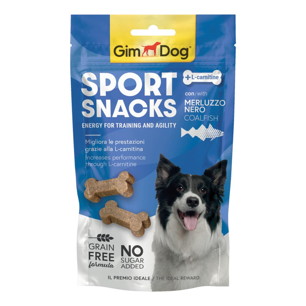 GIMBORN GIMDOG CANE SNACK SPORT GRAIN FREE MERLUZZO NERO 60GR