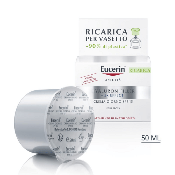 Eucerin Hyaluron-Filler Giorno Crema Antirughe SPF15 50 ml REFILL Per Pelle Secca