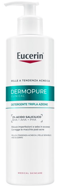 Eucerin Dermopure Clinical Detergente Tripla Azione 400 ml Acido Salicilico Per Acne e Imperfezioni