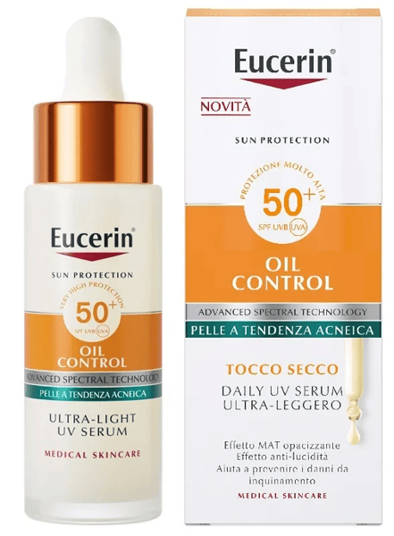 Eucerin Sun Protection Oil Control SPF 50+ 30 ml Siero con Protezione Molto Alta per Pelle a Tendenza Acneica