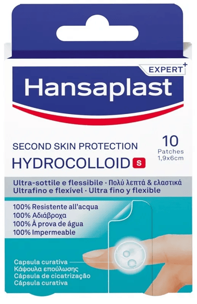 Hansaplast Hydrocolloid s 10 Cerotti 1,9x6 cm Ultra Sottili e Flessibili per la Protezione e il Trattamento di Ferite
