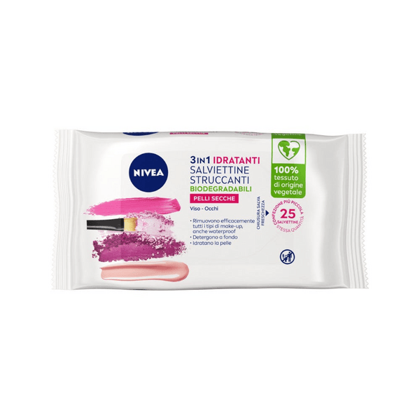 Nivea Salviettine Struccanti 3in1 Idratanti 25 Pezzi, Salviette struccanti per pelli secche 1 pz