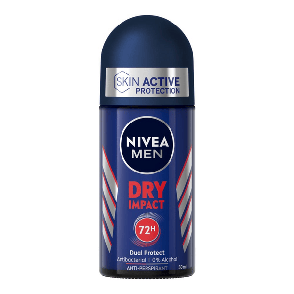 Nivea Men Dry Impact Deodorante Roll on 50 ml, uomo per 72h di protezione antitraspirante ml Roll-On