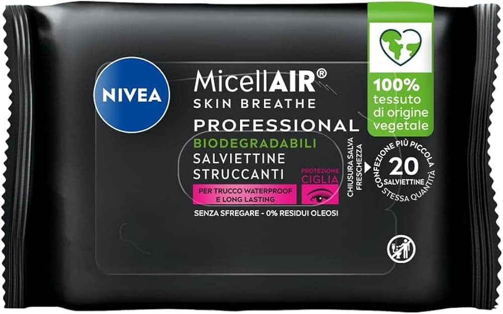 Nivea micellair professional salviettine struccanti 20 pezzi