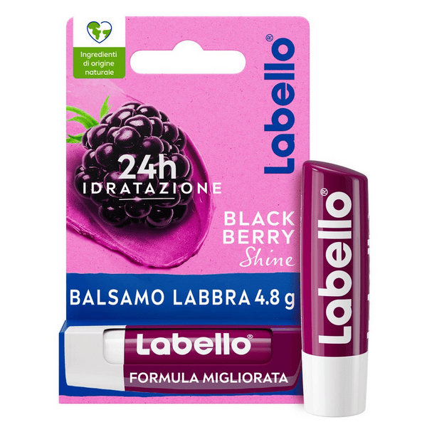 Labello Blackberry Shine Burrocacao Labbra Colorato e Idratante all'Aroma di Mora 4.8 g