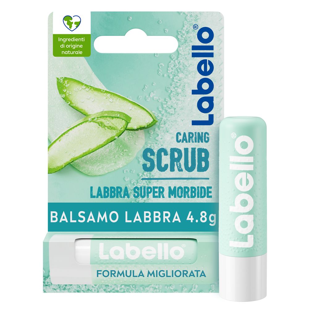 Labello Scrub Idratante Aloe Vera 4.8 g, Balsamo labbra scrub con particelle esfolianti e 5,5 ml Stick