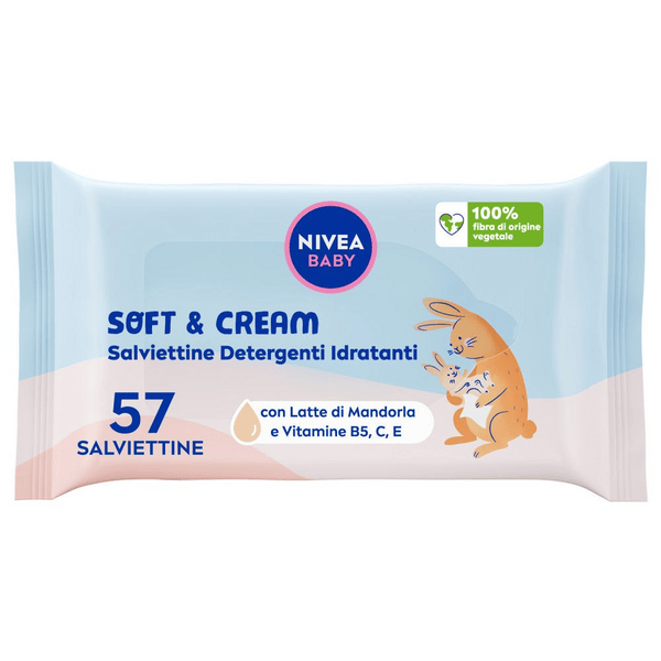 Nivea Baby Soft & Cream Salviettine Detergenti Idratanti Neonato 57 Pezzi
