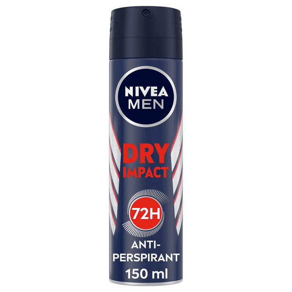 Nivea Men Dry Impact Deodorante Spray 150 ml, uomo per 72h di protezione antitraspirante ml