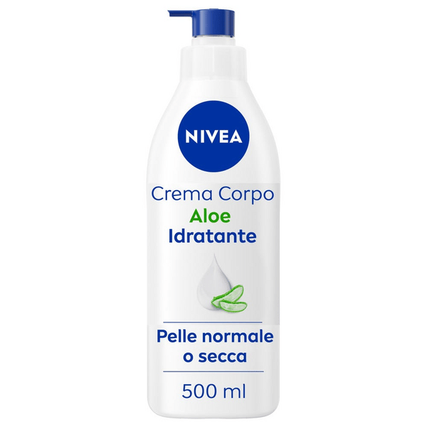 Nivea Crema Corpo Aloe Idratante 500 ml, idratante corpo 72h per pelle secca o normale ml