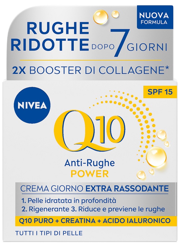 Nivea Q10 Anti-Rughe Power Crema Giorno Extra Rassodante SPF 15 50 ml, viso antirughe con ml giorno