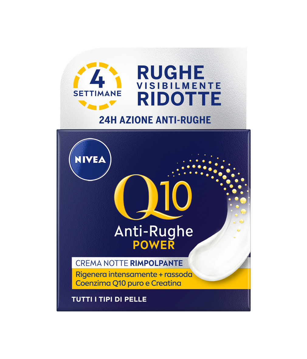Nivea Q10 Anti-Rughe Power Crema Viso Notte Extra Rigenerante 50ml, viso antirughe e idratante 50 ml