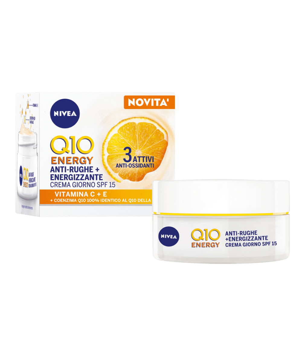 Nivea Q10 Anti-Rughe Energy Crema Giorno Illuminante SPF 15 50 ml, viso antirughe energizzante ml giorno
