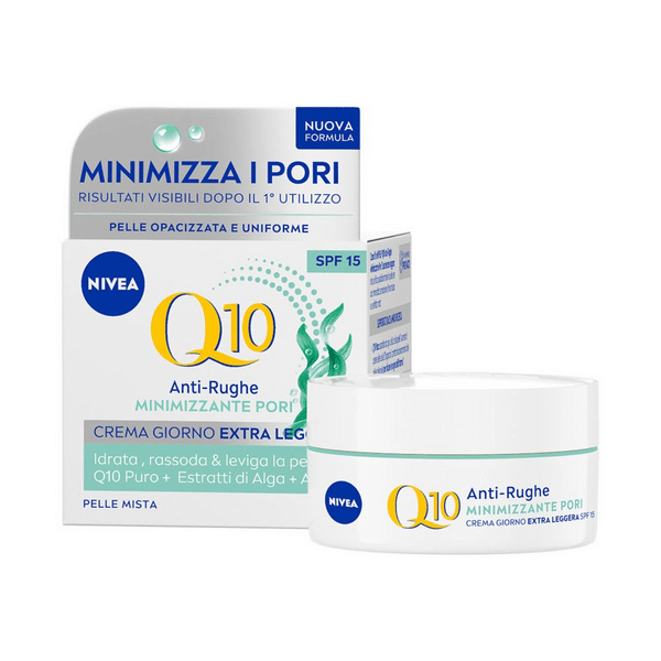 Nivea Q10 Anti-Rughe Minimizzante Pori Crema Giorno SPF 15 50 ml, viso antirughe e opacizzante ml giorno