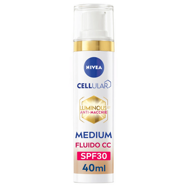 Nivea Cellular Luminous 630 Fluido CC Cream SPF30 Medium Crema Viso Colorata Anti Macchie 40 ml