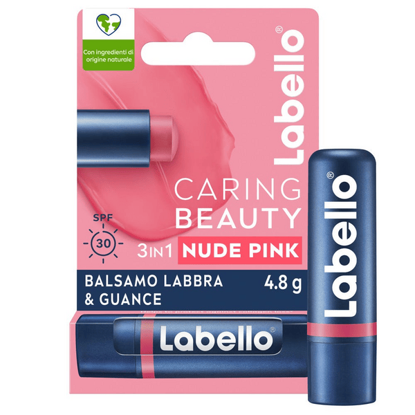 Labello Caring Beauty Lip & Cheek Nude Pink SPF30 4.8 g, Burrocacao labbra e guance colorato rosa 4,8 g Protezione per le