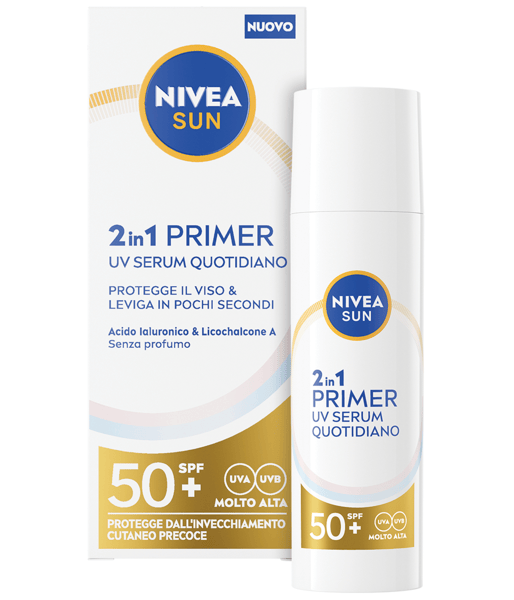 Nivea Sun 2in1 Primer UV Serum Quotidiano SPF50+ 30 ml Siero Viso con Protezione Solare SPF 50+
