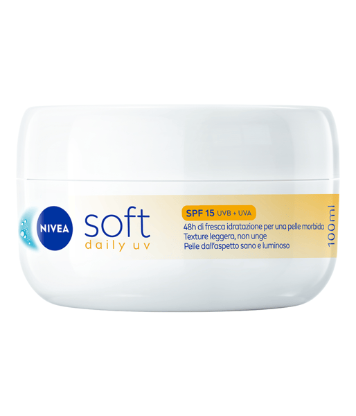 Nivea Soft Daily UV SPF15 100 ml Crema Idratante Corpo Viso e Mani con Protezione Solare SPF 15