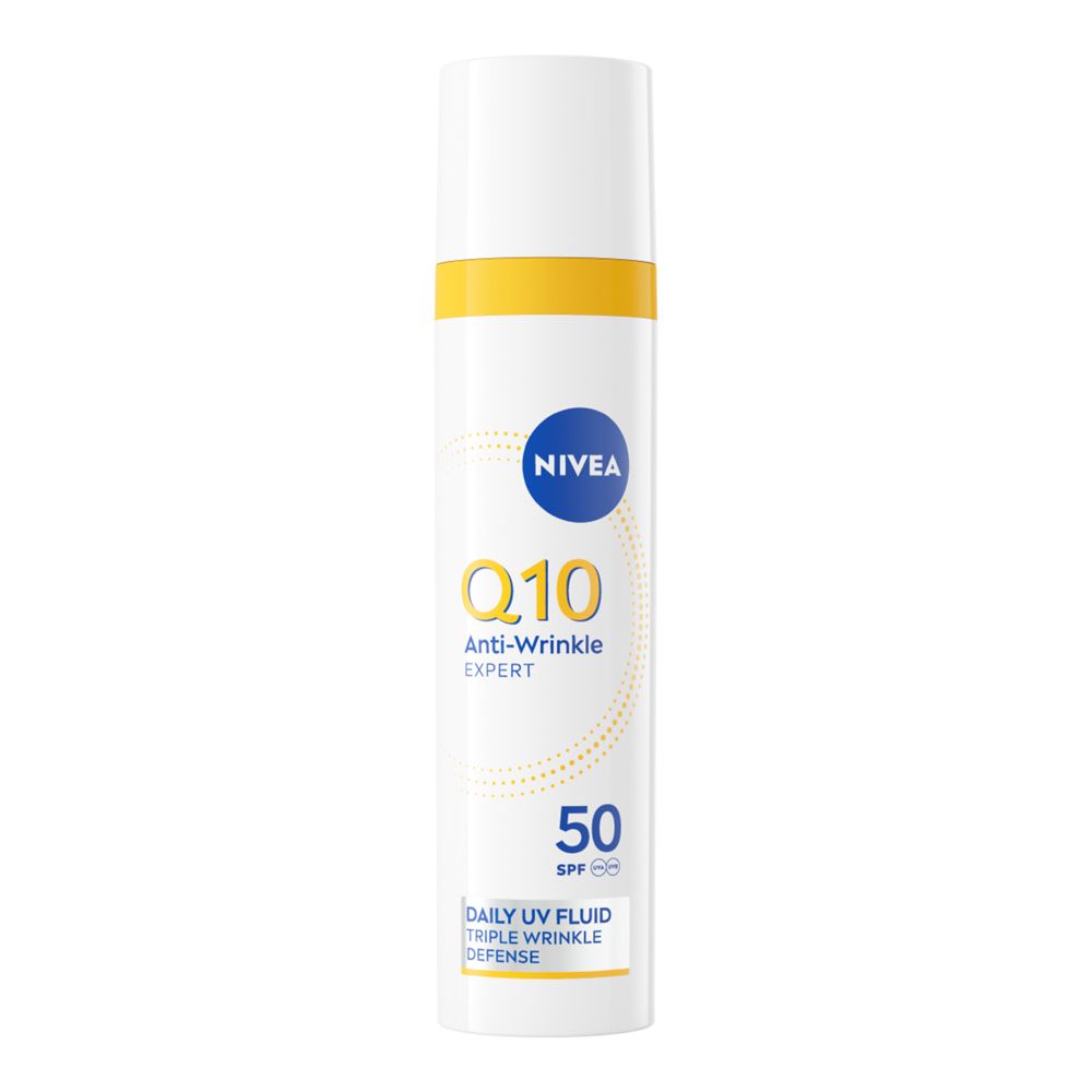 Nivea Q10 Anti-Rughe Expert Fluido UV Quotidiano SPF 50 40 ml, Crema viso antirughe con Coenzima ml