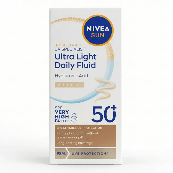Nivea Sun Breath UV Specific Light SPF50+ Fluido Viso Leggero Con Protezione Alta per Pelle Chiara Soggetta a Macchie