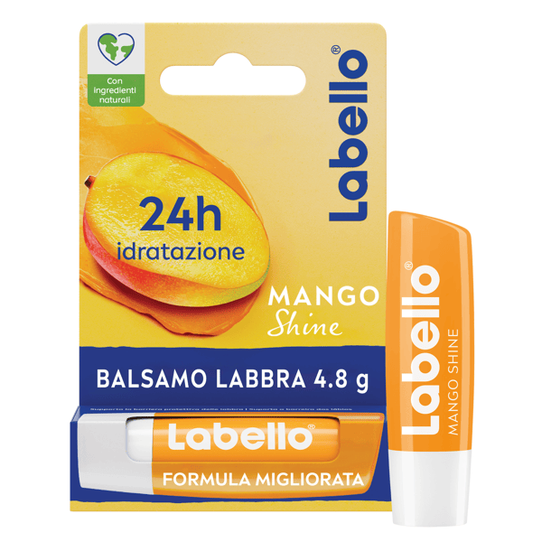 Labello Mango Shine Burrocacao 4.8 g Balsamo Labbra all'Aroma di Mango con Pigmenti Scintillanti
