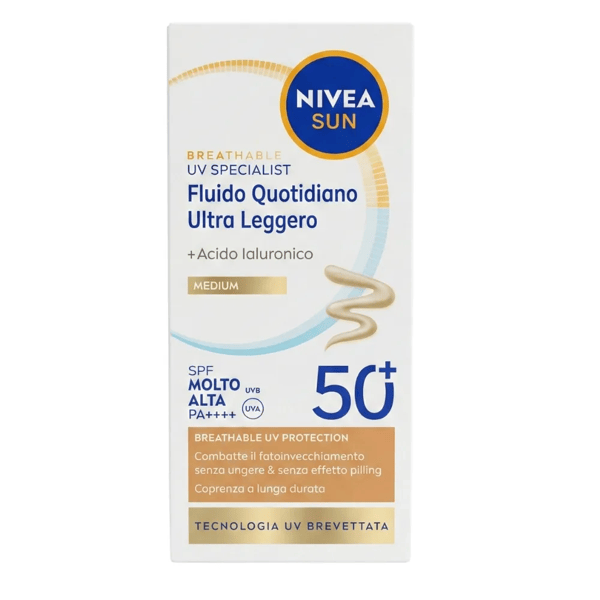 Nivea Sun Breath UV Specific Colore Medium SPF50+ 40 ml Fluido Viso per Contrastare il Fotoinvecchiamento — confronto prezzi