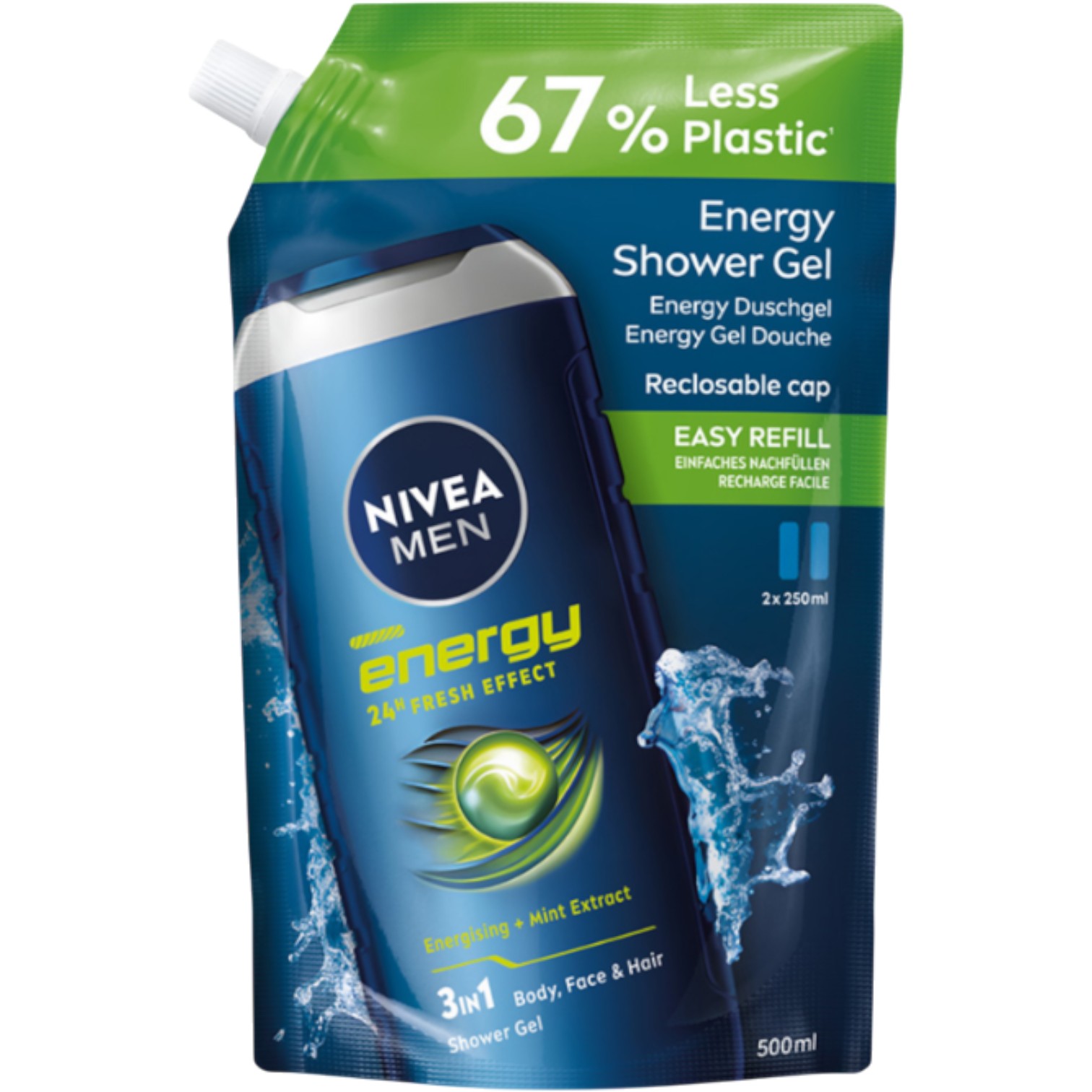 Nivea Men Energy Shower Gel Ricarica 500 ml Detergente