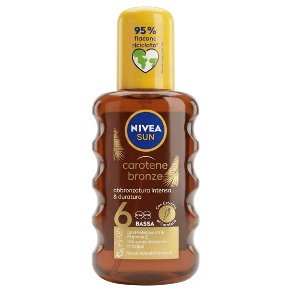 Nivea Sun Carotene Bronze SPF6 Olio Solare Basso Filtro per Intensificare l'Abbronzatura