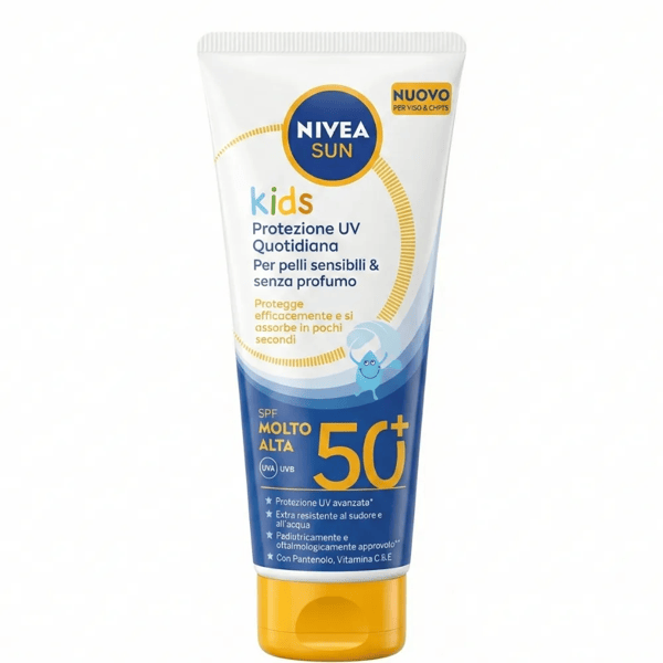Nivea Sun Kids UV Protect 100 ml SPF50+ Latte Solare Protezione Molto Alta per Bambini Uso Quotidiano