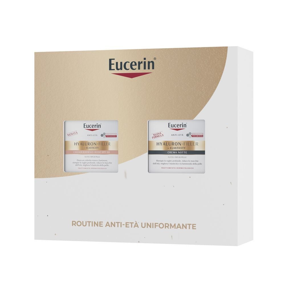 Eucerin Hyaluron Filler + Elasticity Cofanetto Routine Anti-Età Uniformante Crema Giorno Rosè SPF30 + Crema Notte