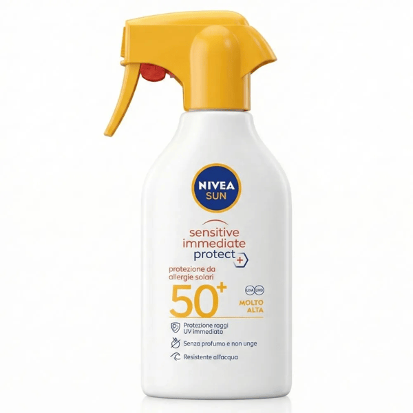 Nivea Sun Sensitive Immediate Protect SPF50+ 250 ml Spray Latte Solare Protezione Immediata Per Le Allergie Solari — confronto prezzi