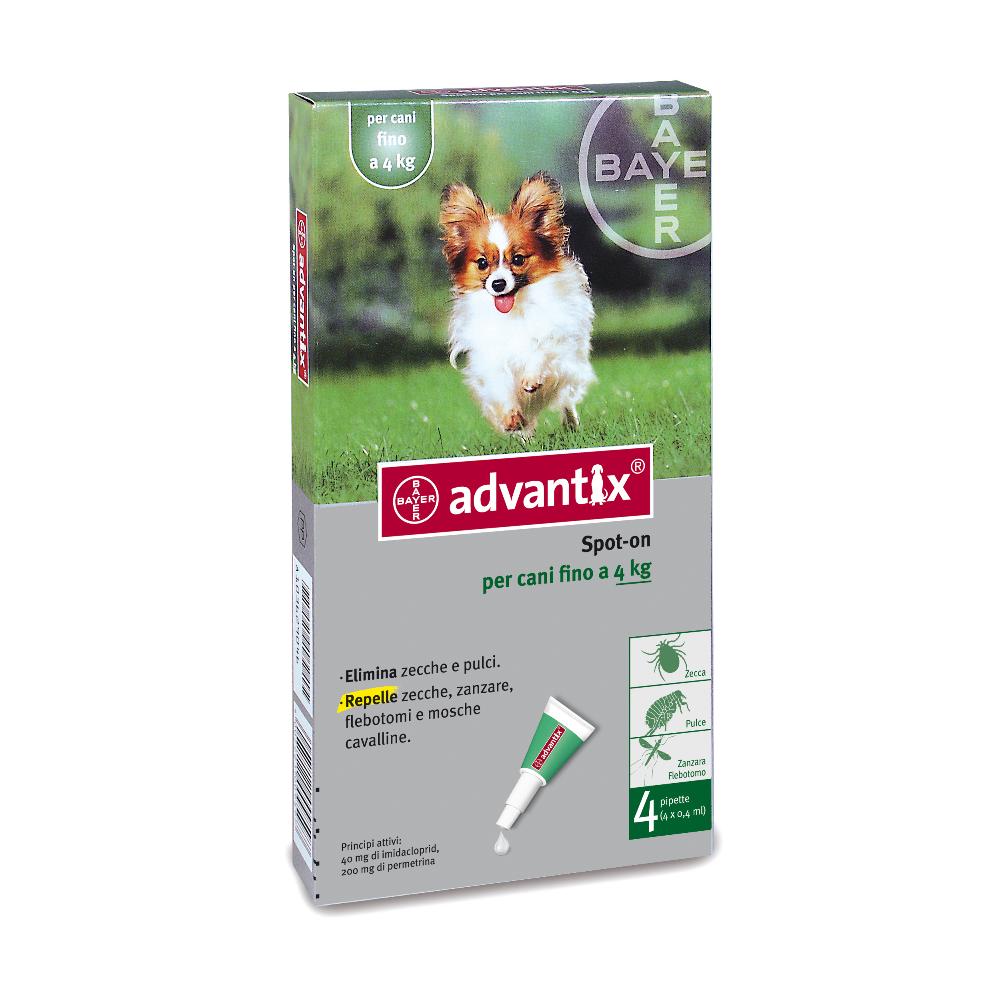 Advantix Spot On 4 pipette 0,4 ml 4 kg Antiparassitario per cani fino a 4 kg — confronto prezzi