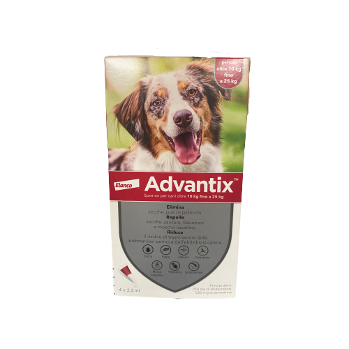Advantix Spot-On 4 Pipette per Cani di Taglia Media da 10 kg a 25 kg - Antiparassitario — confronto prezzi