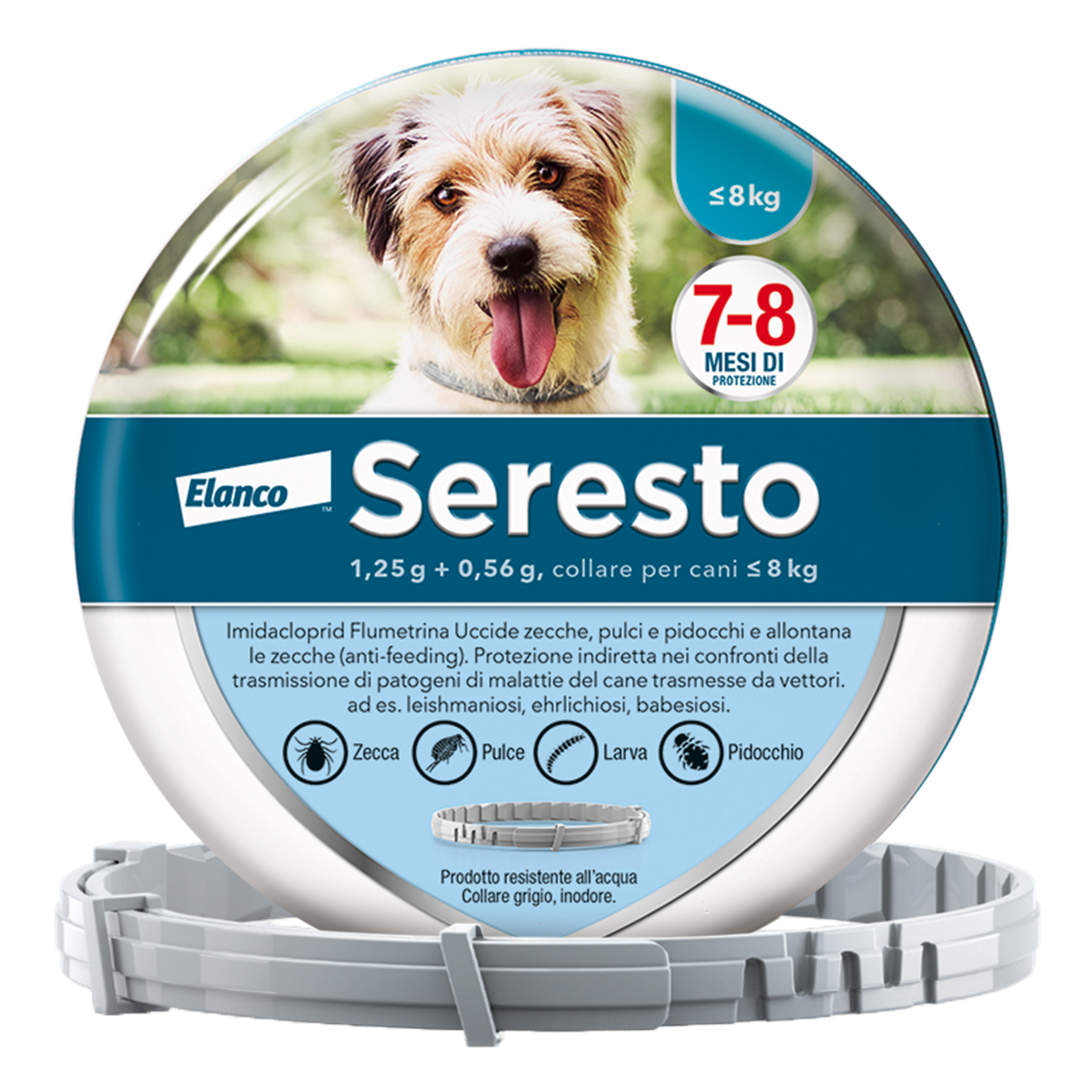 Seresto Collare Antiparassitario per Cani fino a 8 Kg 1,25+0,56 gr