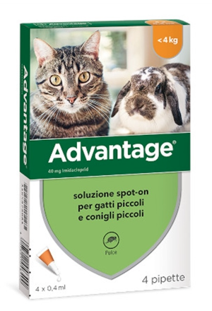 ADVANTAGE ANTIPARASSITARIO PER GATTI E CONIGLI PICCOLI 4 PIPETTE