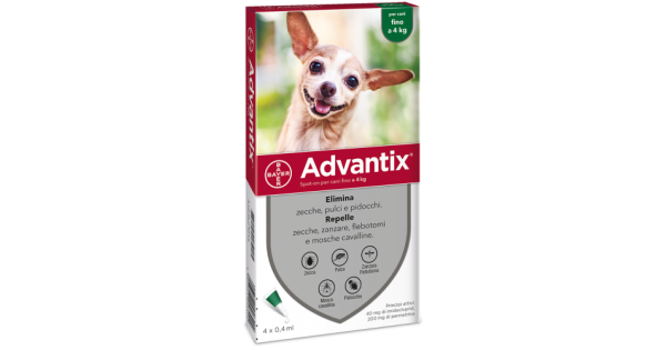 Advantix Spot-On Cani Fino a 4 Kg 4 Pipette Monodose