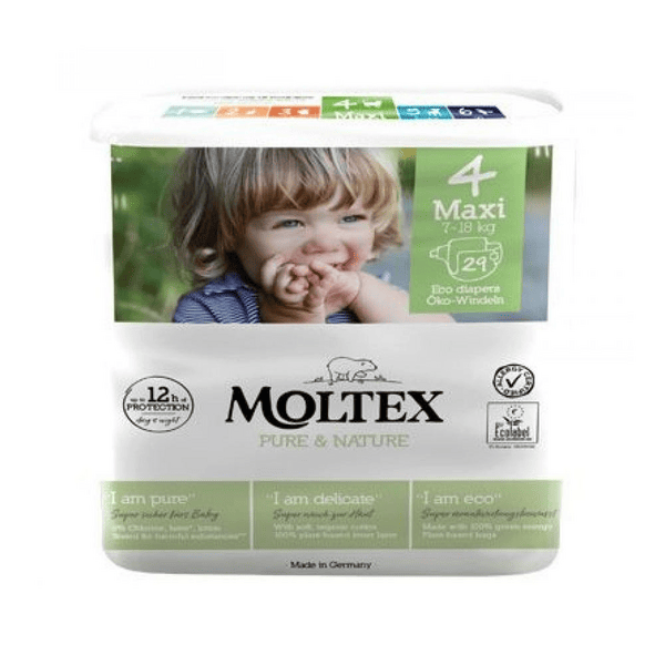 Moltex Pure & Nature Pannolini Ecologici 7-18kg Taglia 4 Maxi 29 Pezzi