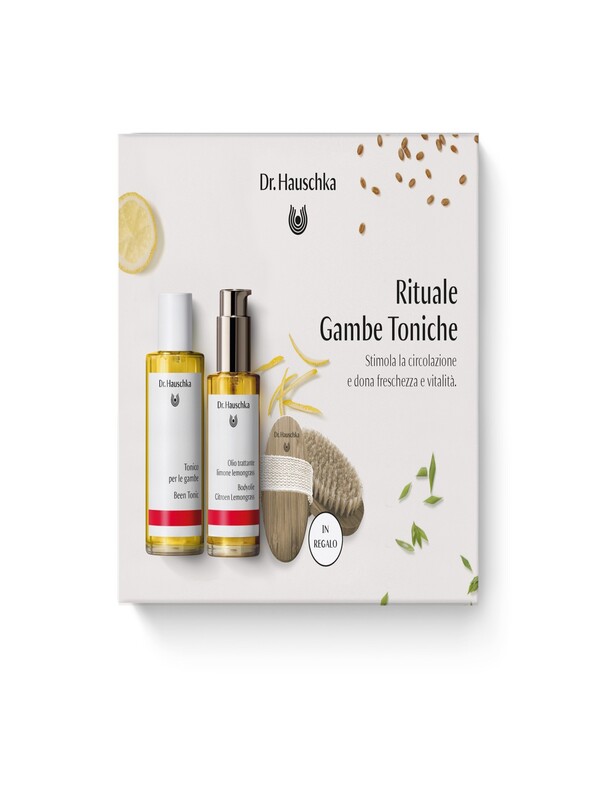 Dr Hauschka Kit Rituale Gambe Toniche Tonico per + Olio Trattante Limone Lemongrass Beauty Body Brush in Omaggio 1 pz Set — confronto prezzi