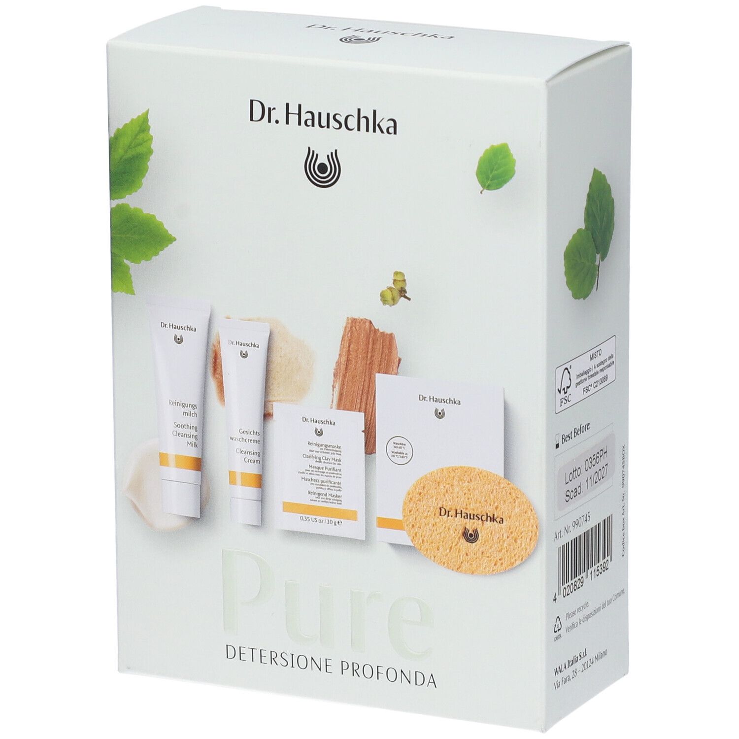 Dr. Hauschka Discovery Kit Detersione Profonda Latte Detergente + Crema Maschera Purificante Spugnetta Viso 1 pz Set