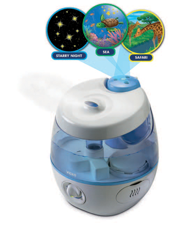 Vicks sweetdreams umidificatore a ultrasuoni con proiettore immagini