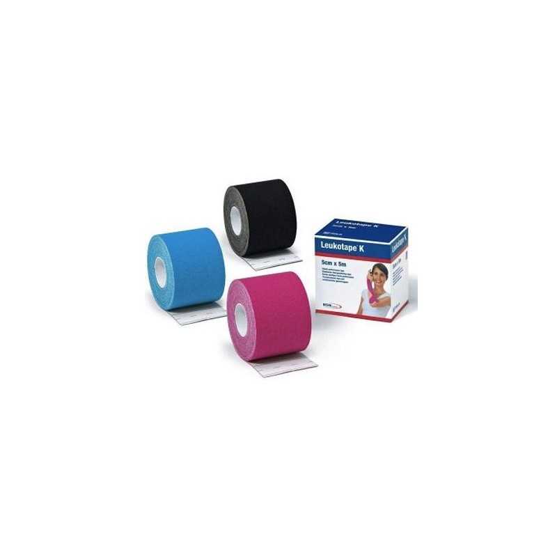 Benda adesiva leukotape k per taping fisioterapico larghezza 5 cm lunghezza 5 m colore nero in rotolo